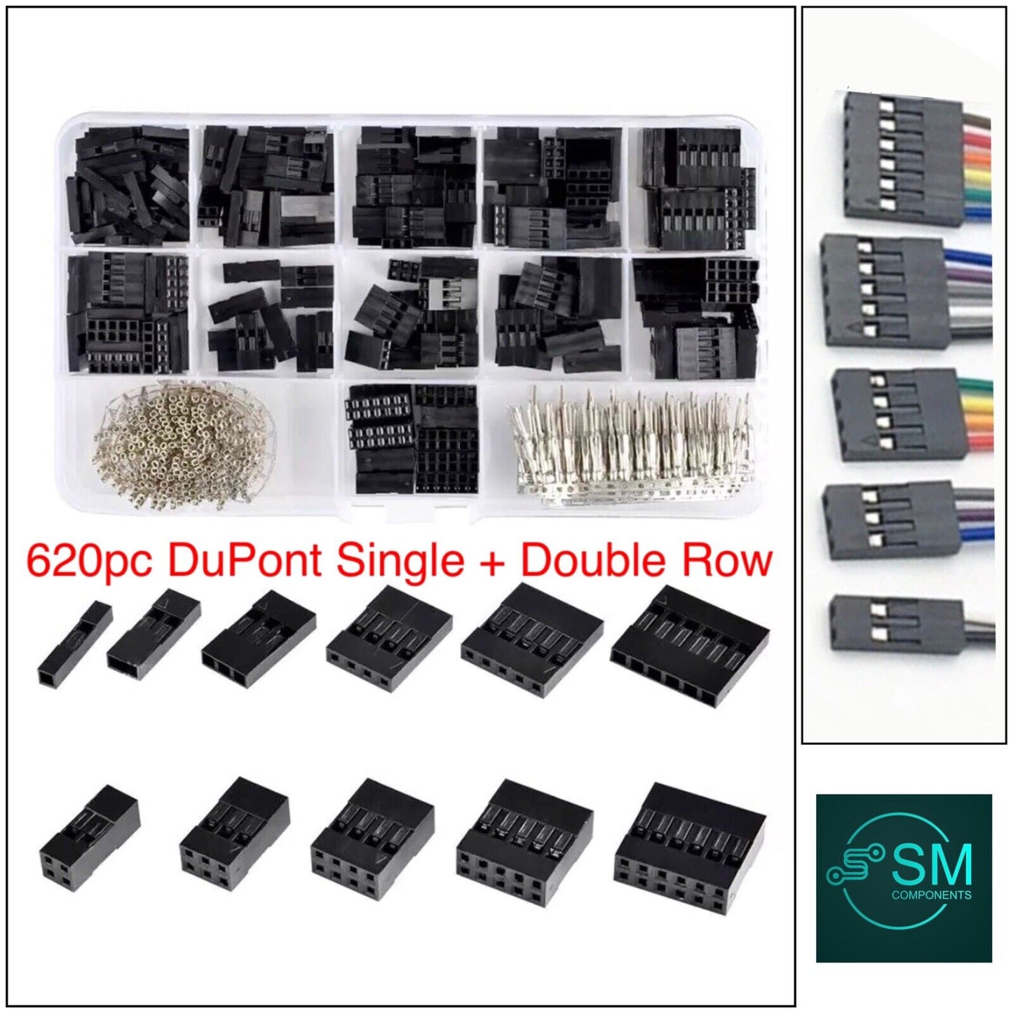 Dupont Wire Jumper and Header 620PCS Male+Female 2-12 Port Connector Housing Kit