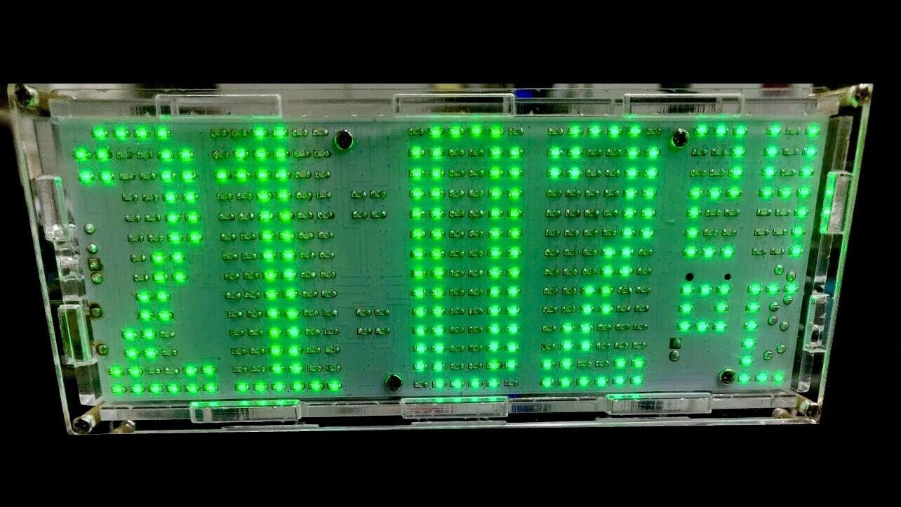 DIY 0603 SMD Electronic GREEN LED Clock Kit With Temp/ Auto Dim Inc Acrylic Case