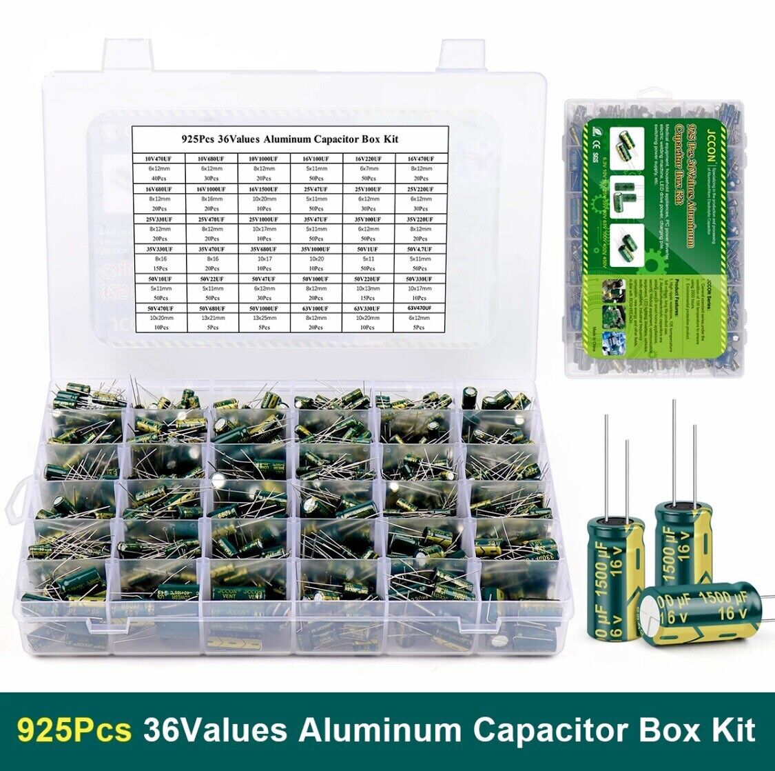 925PCS High Frequency LOW ESR Electrolytic Capacitor’s 1uF-1000uF 105°C 6.3V-63V