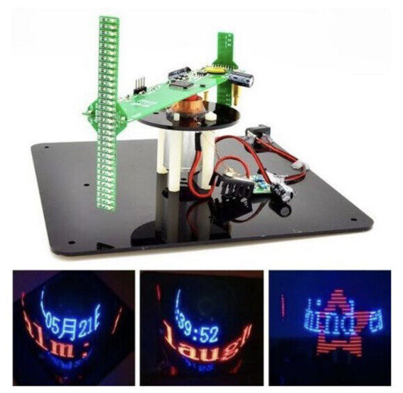 DIY Biaxial 3D Red-Blue Rotating LED Kit POV Creative SMD Soldering Training Kit