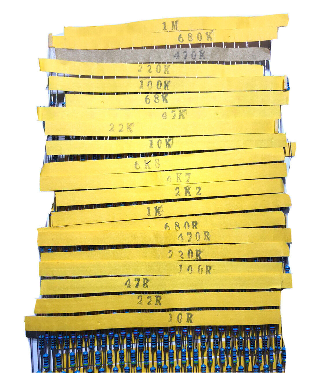 400pcs 1/4W Metal Film Resistors 20 Value 10Ω-1MΩ 1% 0.25 Watt Assortment Kit
