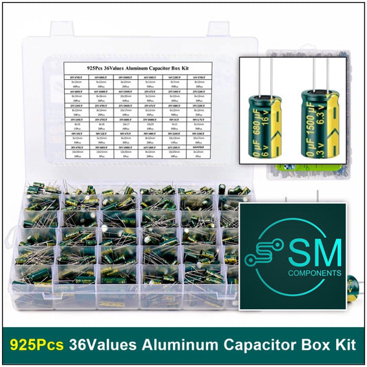 925PCS High Frequency LOW ESR Electrolytic Capacitor’s 1uF-1000uF 105°C 6.3V-63V