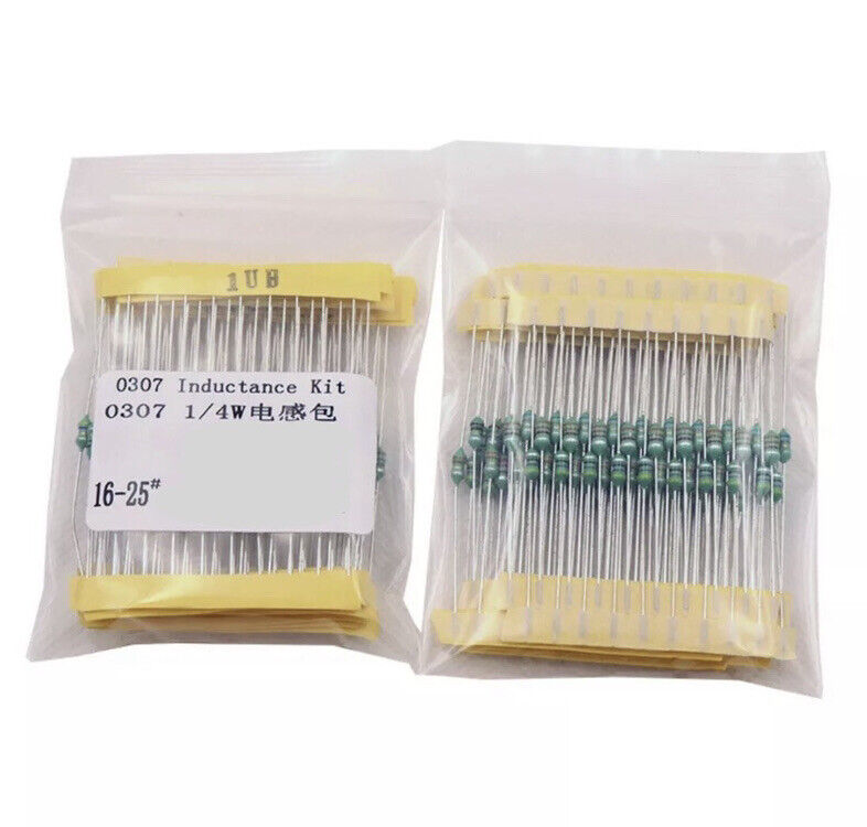 120pcs 1/4W 12 Values 0307 Inductor Kit 10% Tolerance DIY Assortment 1UH-1MH KIT