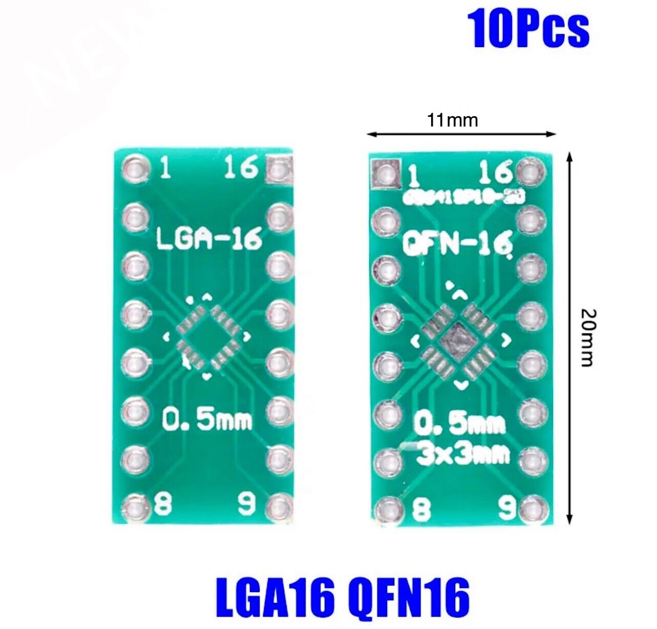 10PCS LGA16/QFN16 to DIP16 QFN 0.5mm to 2.54mm QFN16 Adapter to DIP Transfer PCB