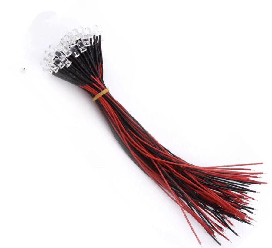 20pcs Prewired 5mm ORANGE LED DC 12V 5mm Clear Round Light Emitting Diode