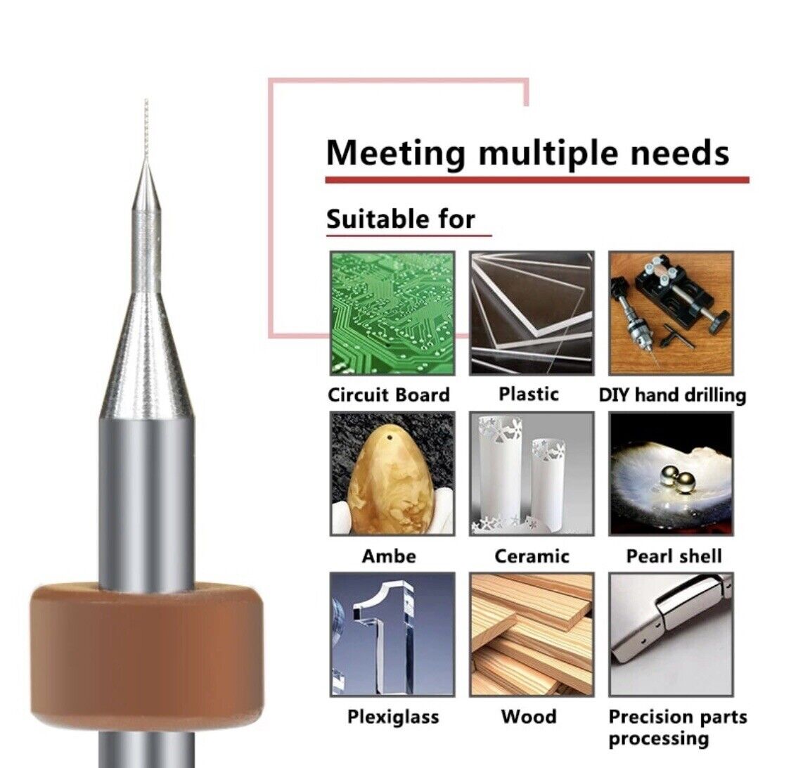 10Pcs 0.3-1.2mm X 38mm Tungsten Carbide Micro Drill Bits Set for DIY PCB