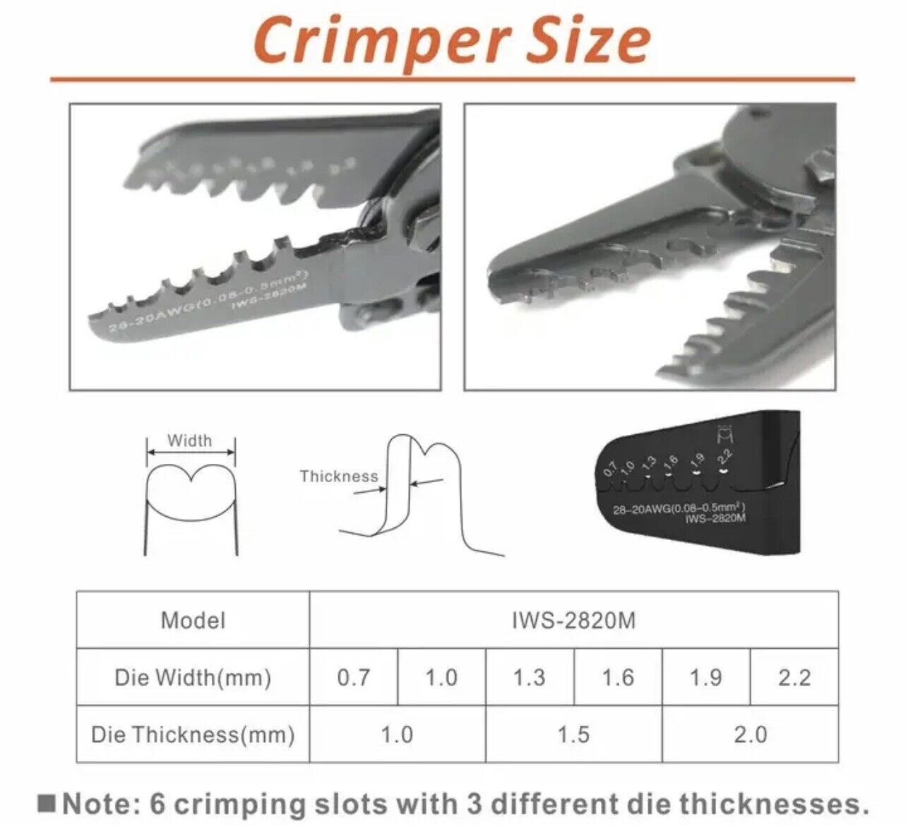 IWISS 2820M Micro Terminal Crimping Tool 20-28AWG Include 230pc PH2.0 Connectors