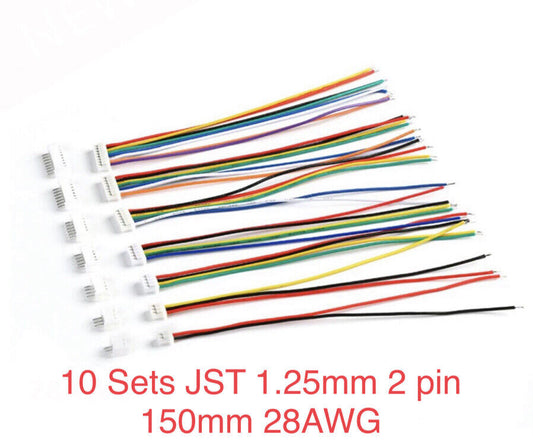 10 Sets 1.25mm JST 2 Pin Wired Micro Connector Quadcopter Electronic Drone 20PCS