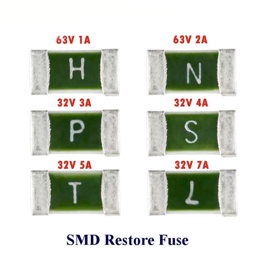 30pcs 1206 SMD Littelfuse Kit 6 Values 32V-63V One Time Use 437 Series 1A-7A