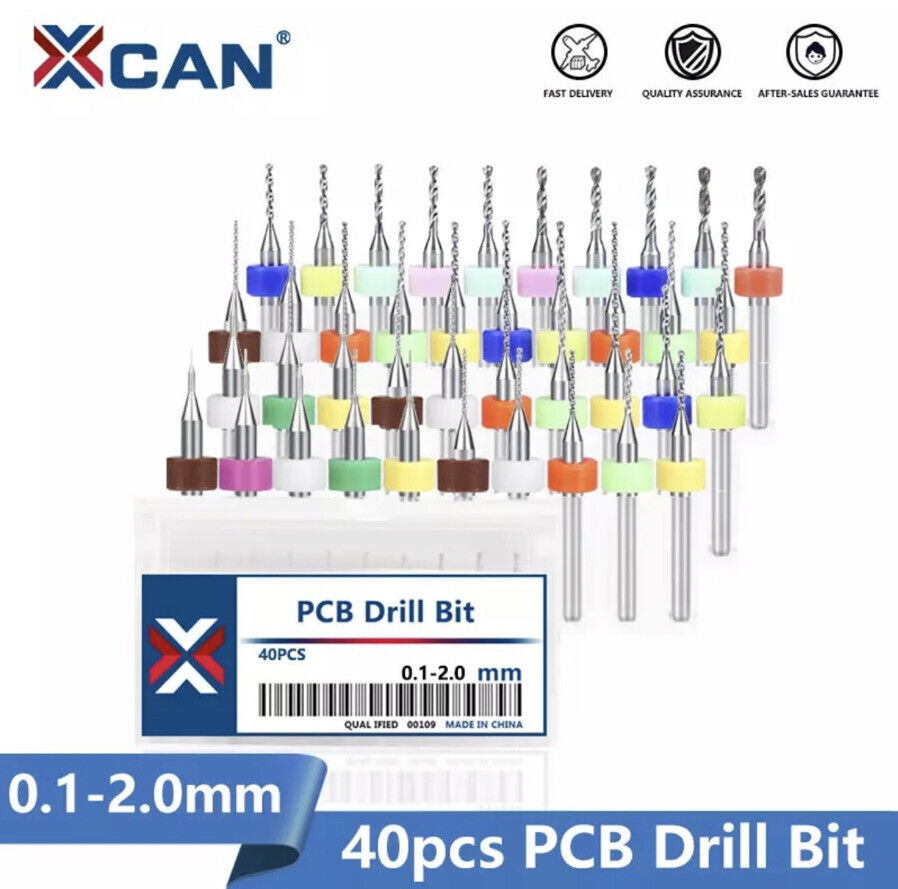 40Pcs 0.1-2.0mm PCB Print Circuit Board Carbide Mini Micro Drill Bit Boxed Kits