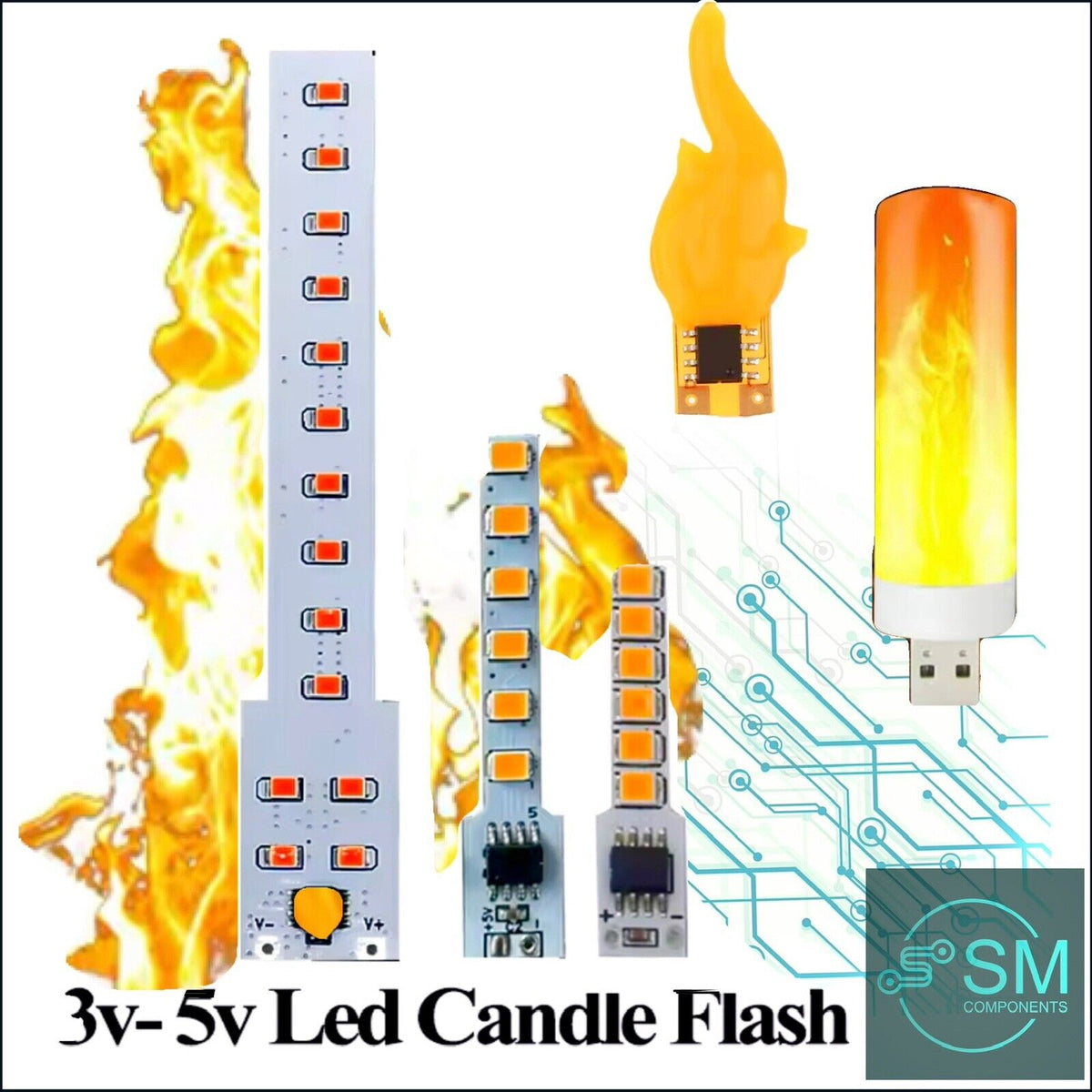 Addressable Led Fire Effect LED Flame Effect Light LED Flame Bulb USB LED Fireplace Lights DIY Bar ...