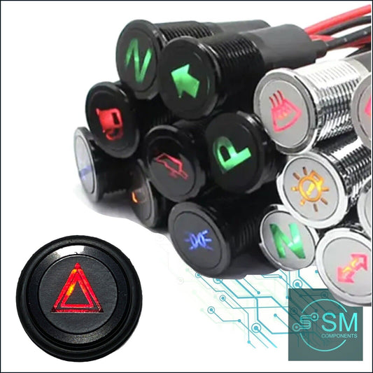 14mm RED HAZARD WARNING LED Dash Panel Pilot Light Indicator Lamp Car 12V-36V