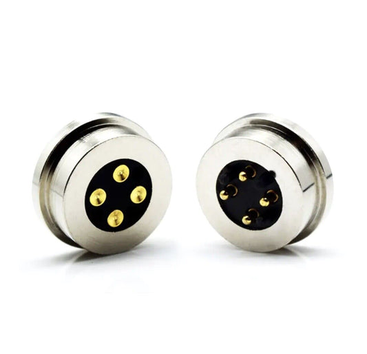 1 Pr Polarised Spring-Loaded Magnetic 4 Pole Pogo Pin 13 X 10mm Connector 12V 3A