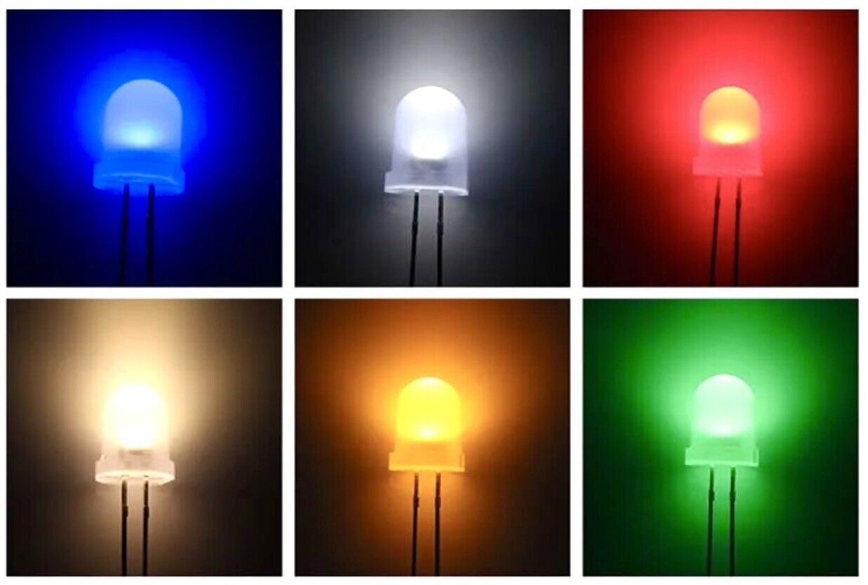 50pcs 8mm F8 Milky Diffused Round Top LEDS Light Emitting Diodes Super ...