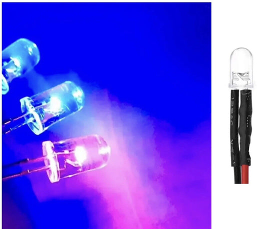 20PC Prewired 6-12V 5mm FLASHING LED 1.5Hz Clear Round Top Light Emitting Diode