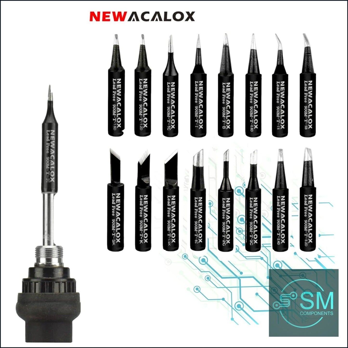 16PCS 900M-T Soldering Solder Iron Tips Bits Suit HAKKO YIHUA 936 937 Fx888 8786