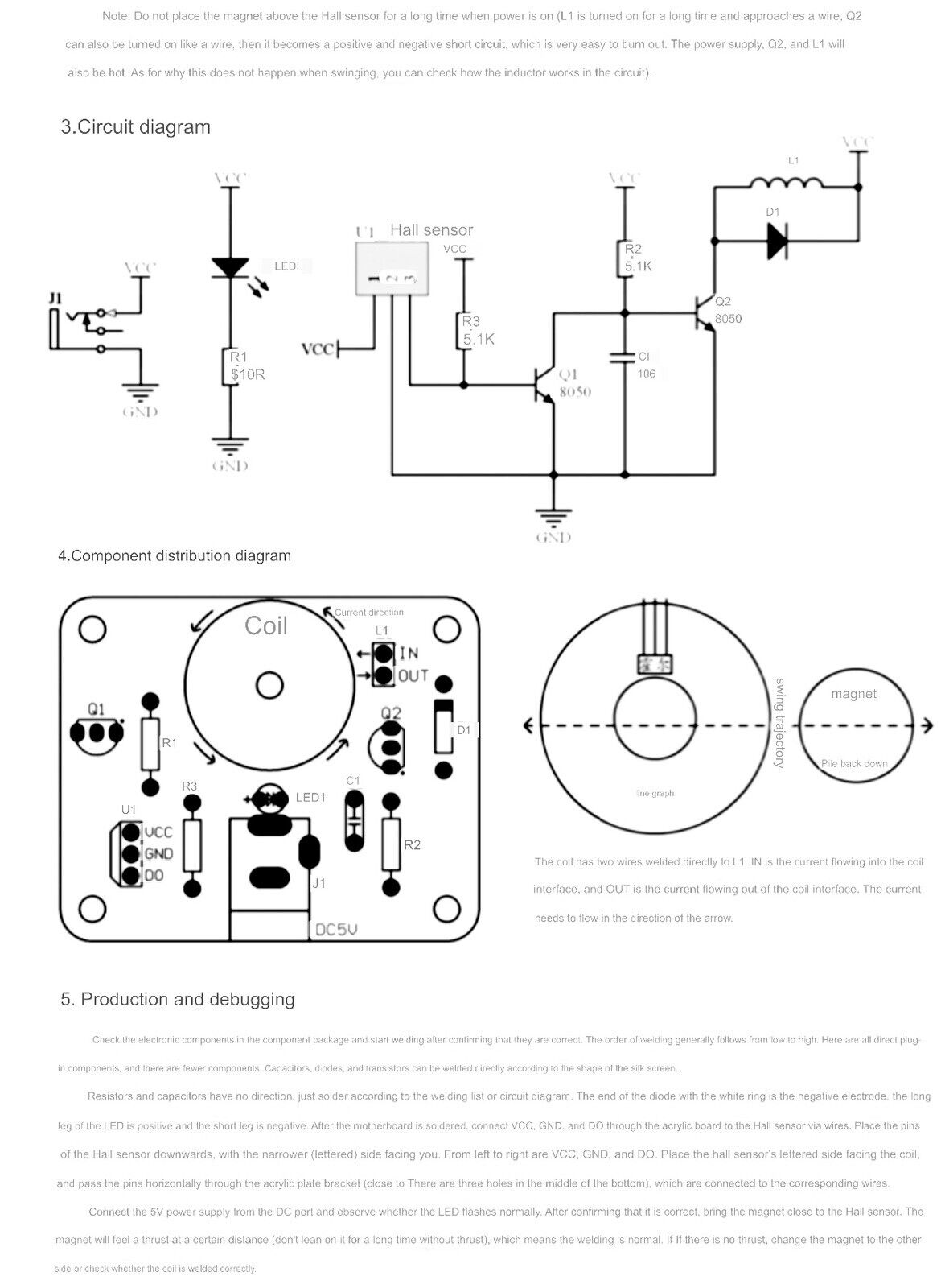 DIY Electronic Swing Kit Electromagnetic Swing Induction Teaching Welding Parts
