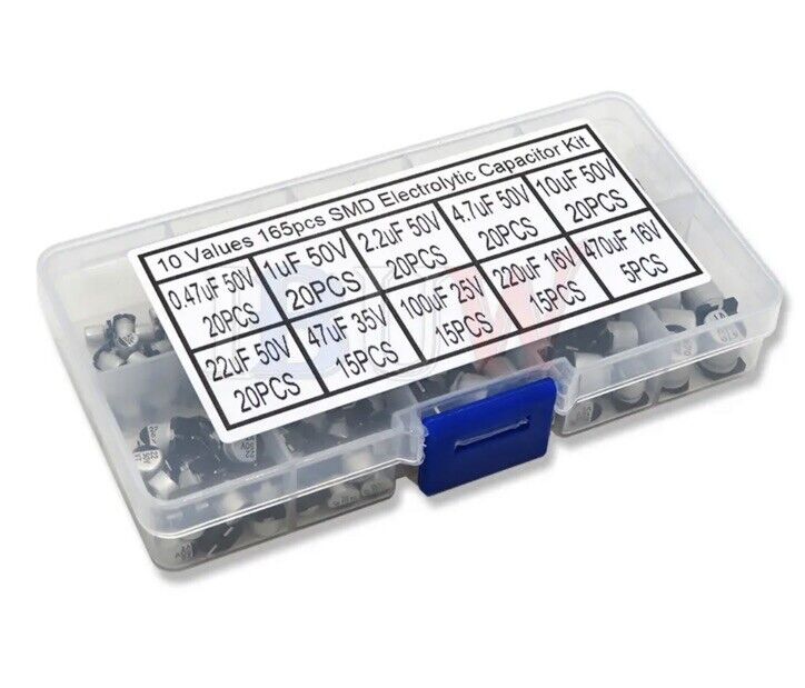 165PCS 0.47uF-470uF 10 Values Aluminium SMD Electrolytic Capacitor Assorted Kit