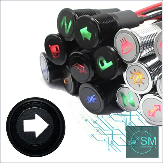 14mm WHITE SOLID ARROW Dash Panel Warning Pilot Light Indicator Lamp 12-36V
