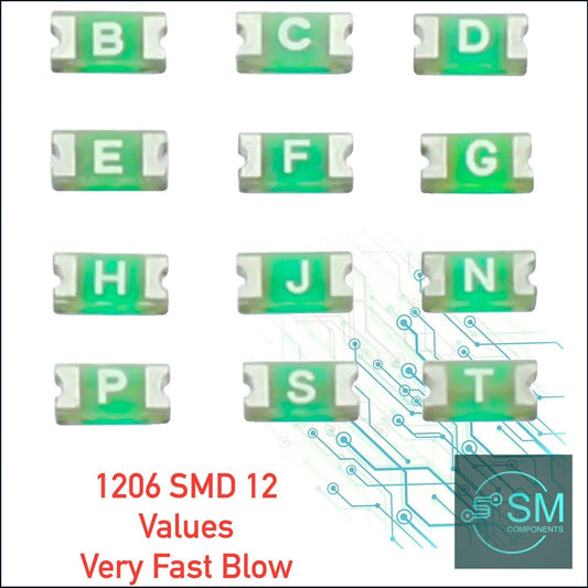 24PCS 1206 SMD Littelfuse Kit 12 Value 32V-125V One Time Use 437 Series 0.125-5A