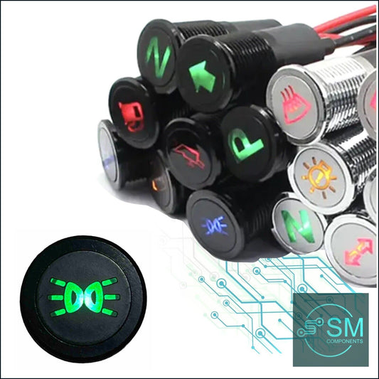 14mm GREEN SIDE LIGHTS LED Dash Panel Warning Pilot Indicator Lamp Car 12-36V