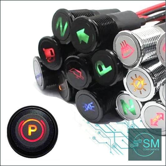 14mm RED PARK BRAKE Dash Panel Warning Pilot Light Indicator Lamp Car 12-36V