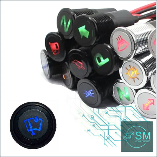 14mm BLUE WIPERS LED Dash Panel Warning Pilot Light Indicator Lamp Car 12-36V