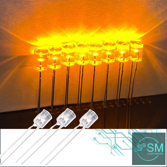 100pcs 5mm Yellow Led Light Emitting Diode Flat Top Led Clear Top No Edge