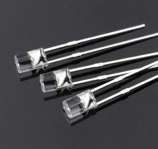 100PCS 3mm Flat Top COOL WHITE 8000K Led Light Emitting Diode Clear NO EDGE