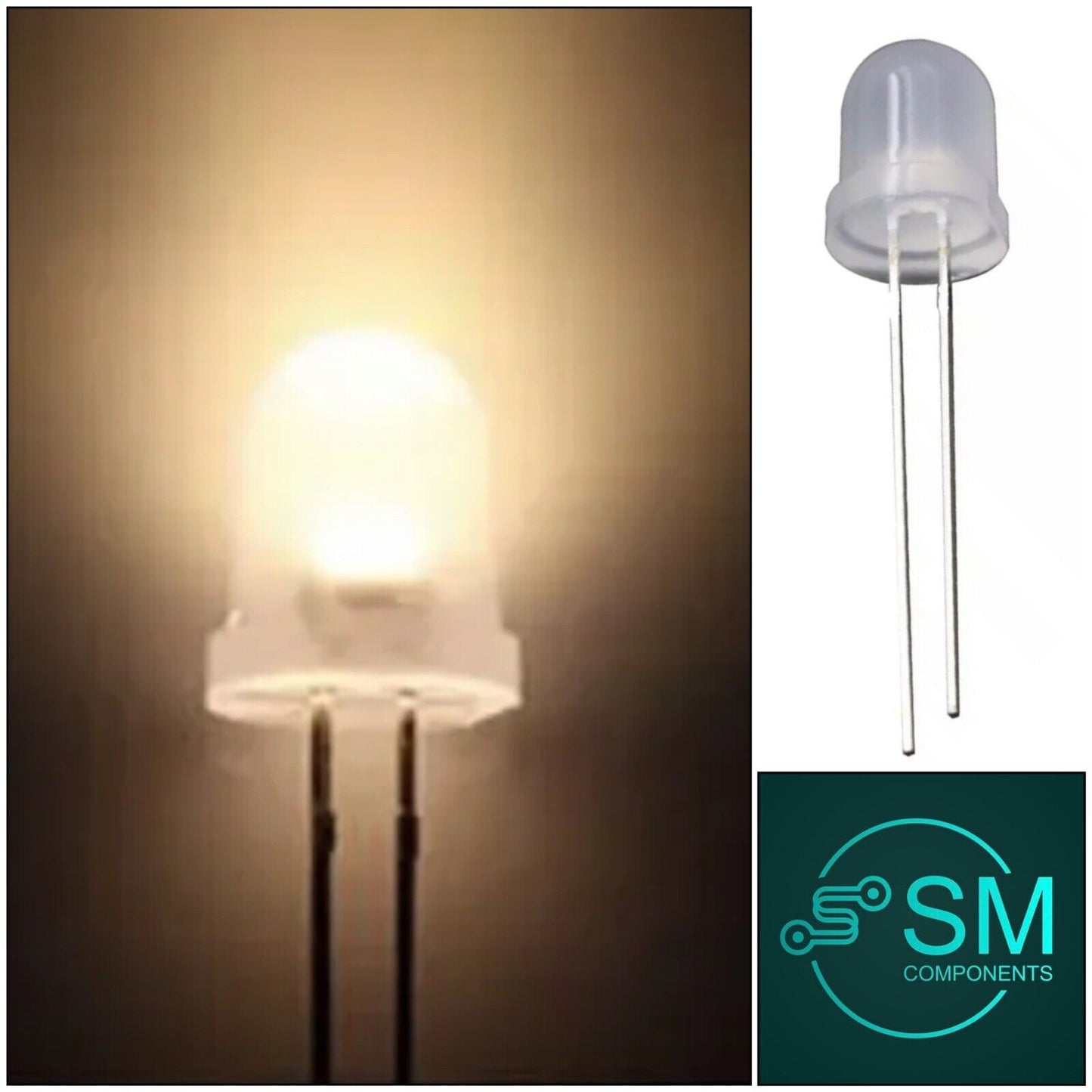 50PCS 10mm WARM WHITE LED Diffused Light Emitting Diode Super Bright L ...