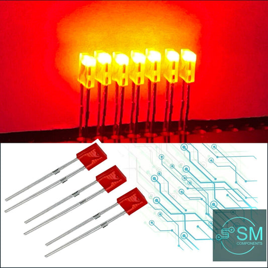100pcs RED 1x3x4mm Diffused Red Resin Rectangle Led Light Emitting Diode 620nm