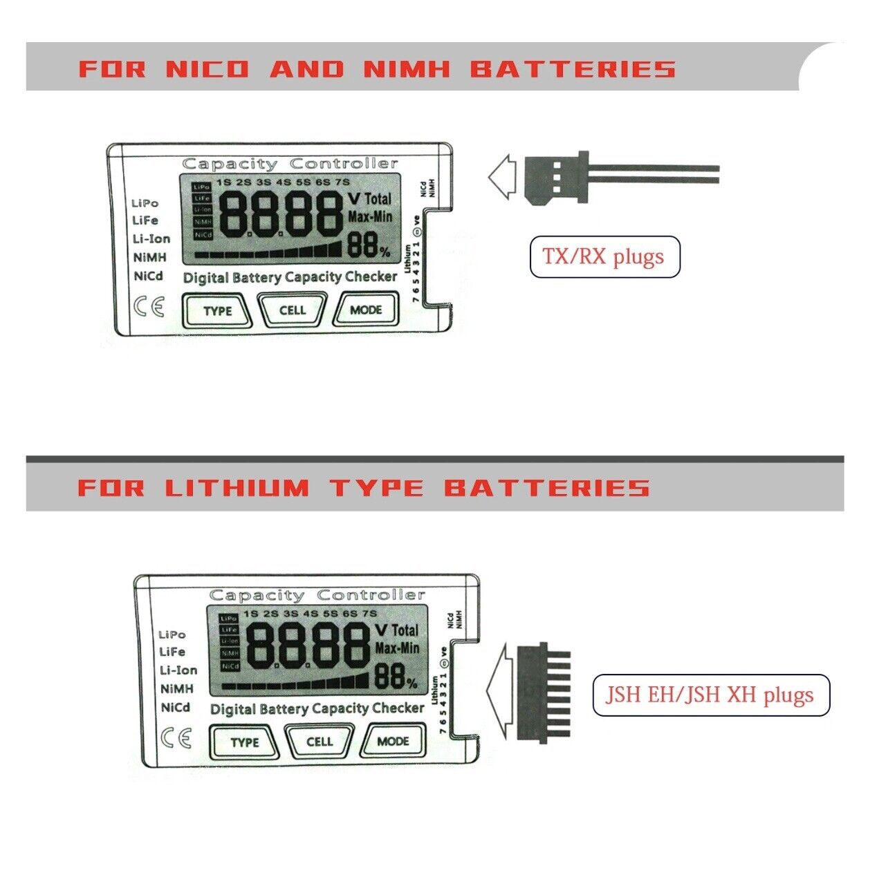 Cellmeter-7 Battery Capacity Tester Analyser Unit LiPo LiFe Li-ion NiM ...