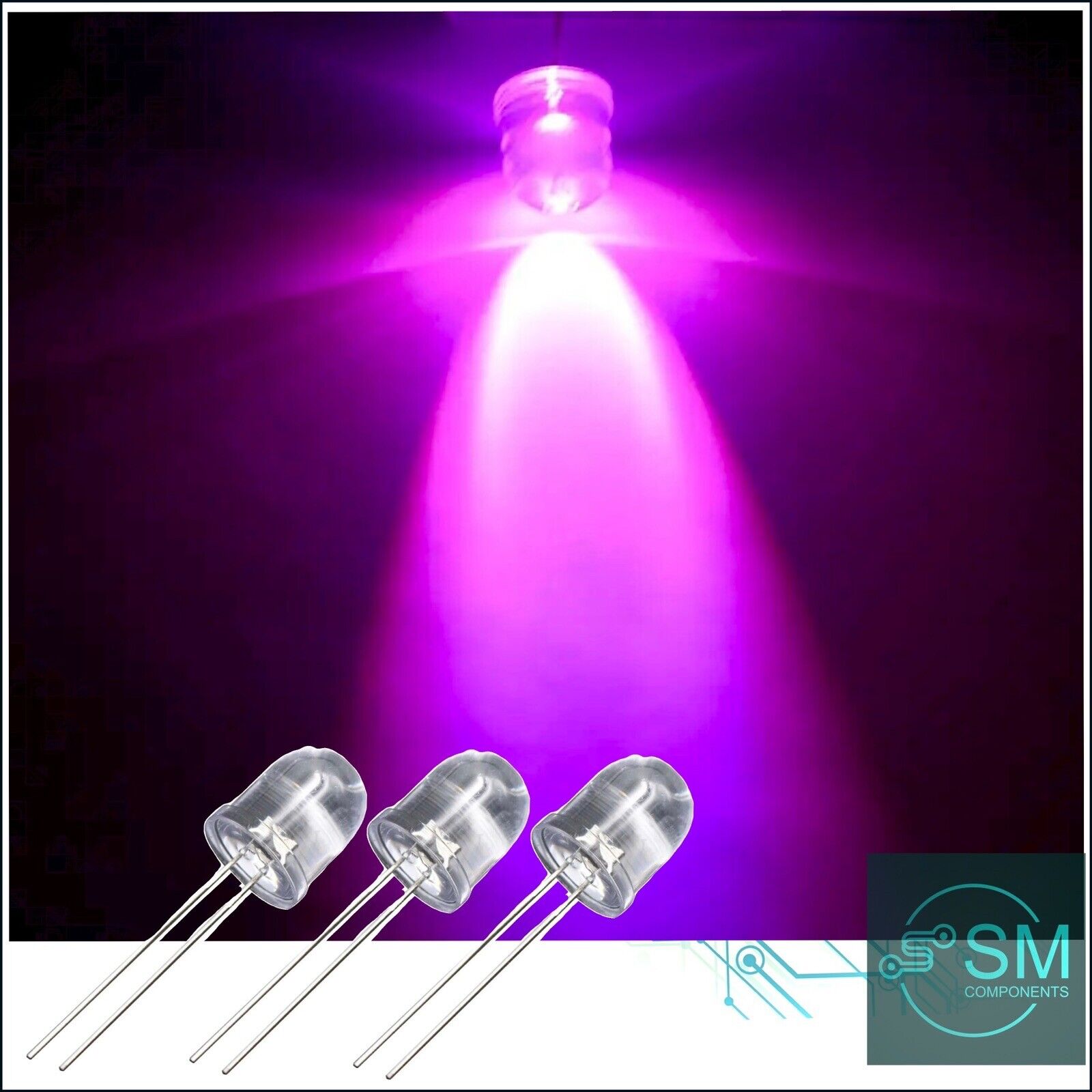 Bright Led Component 50PCS 10mm F10 PINK Round Clear LED Light Emitting Diode Super Bright ...