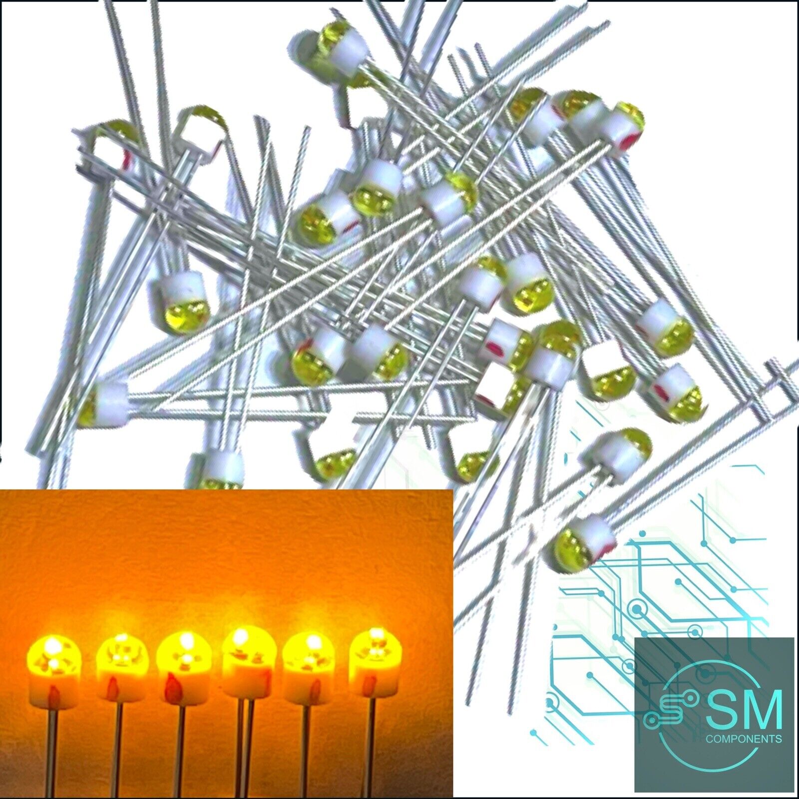 20 x LUMEX SSL-LX203 2mm YELLOW LED Light Emitting Diodes Ceramic Base ...