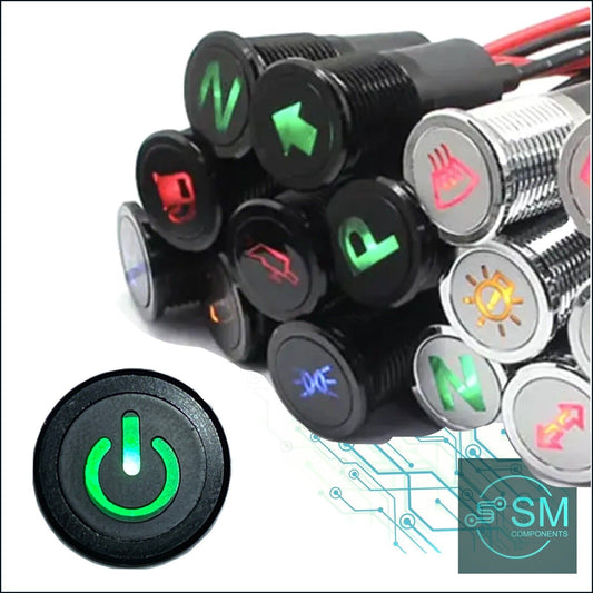 14mm GREEN POWER ON Dash Panel Warning Pilot Light Indicator Lamp Car 12V-36V