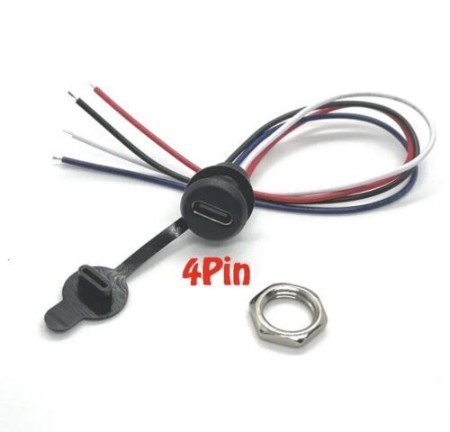 5 x 11mm Female USB Type C 2P 4P 5P 6P Waterproof Prewired Charging Jack DIY