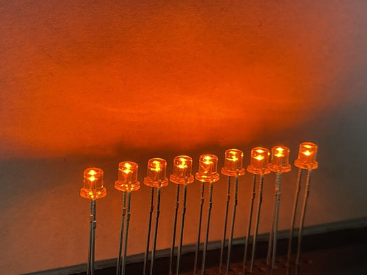 100PCS 3mm Flat Top Orange Led Light Emitting Diode Clear With Edge 605-610nm