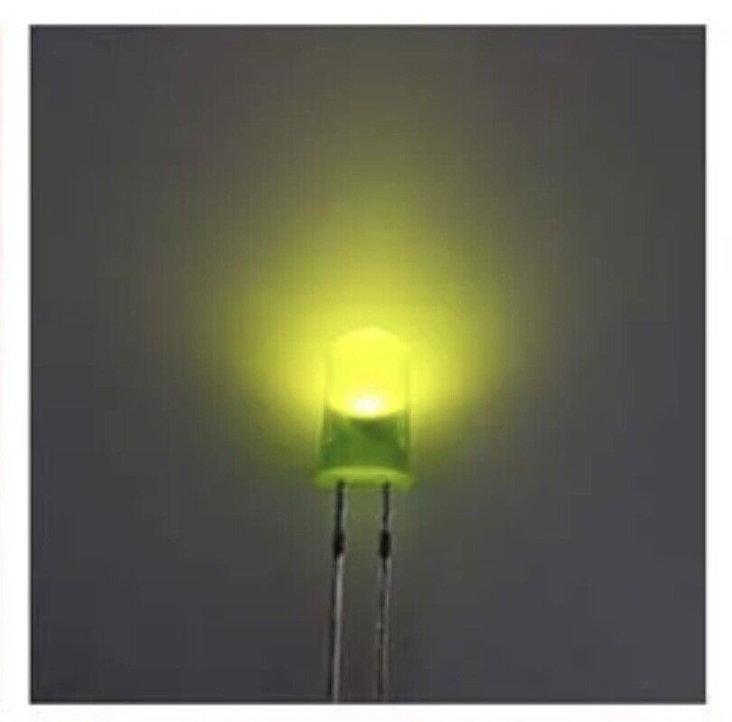 100PCS 5mm YELLOW GREEN Colour Diffused LED Light Emitting Diodes DIY ...