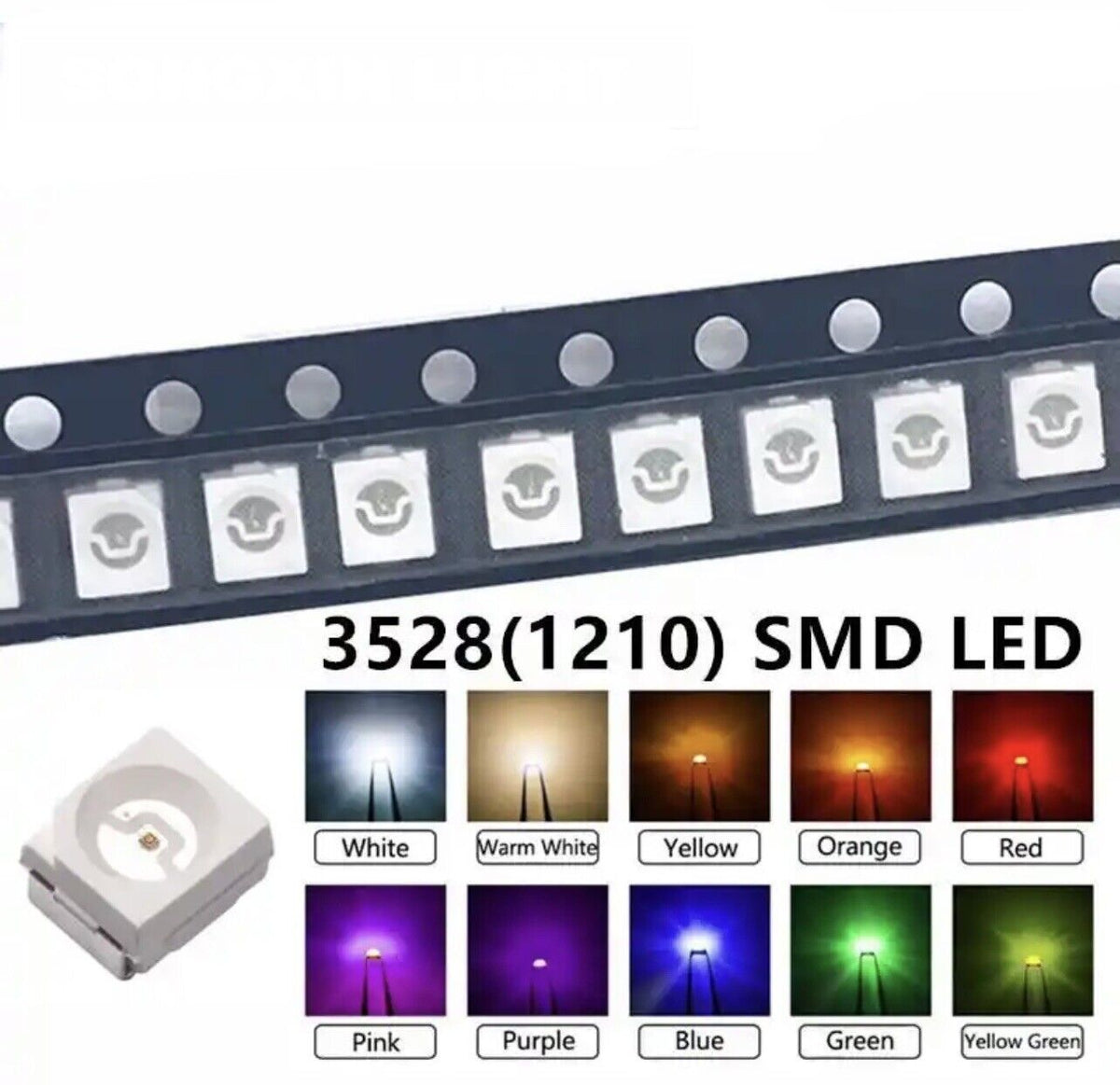 Led Colour Components 100pcs 3528 (1210) PLCC2 SMD/SMT Leds ALL COLOURS Light Emitting Diode ...