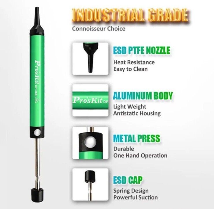 Aluminium Alloy Suction Remover Sucker DP-366I Tin Suction Pump Desoldering DIY