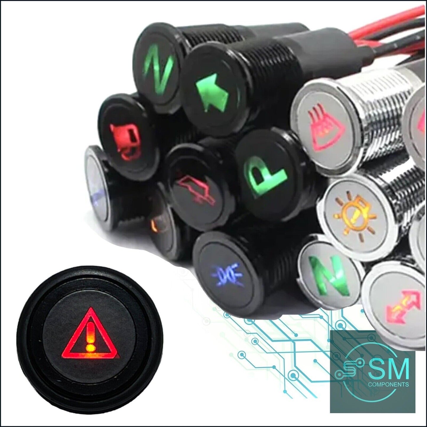 14mm RED CRITICAL WARNING LED Dash Panel Pilot Light Indicator Lamp Car 12V-36V