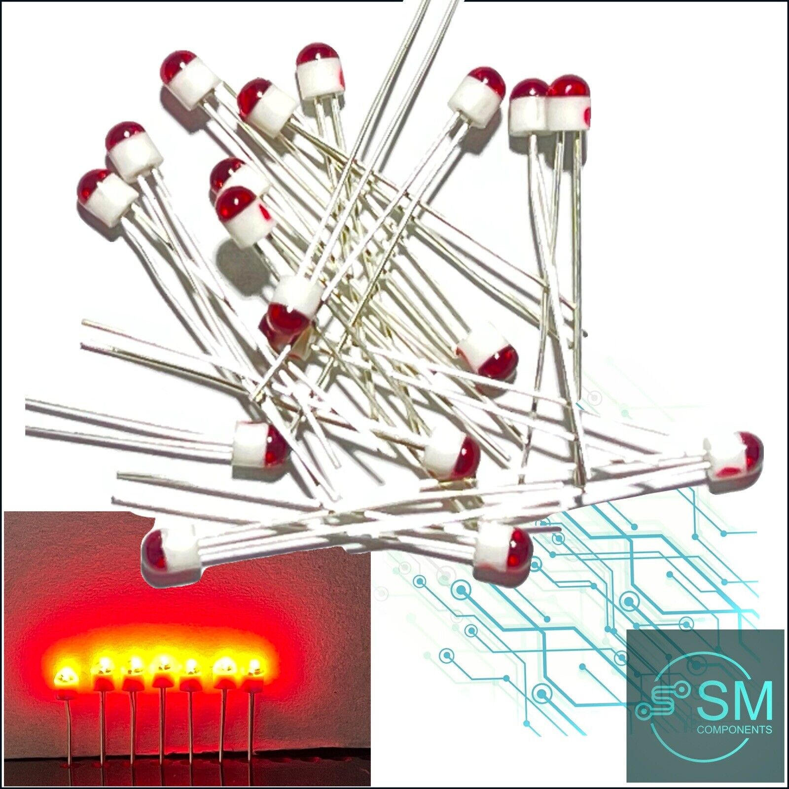 20 x LUMEX SSL-LX203 2mm RED LED Light Emitting Diodes Ceramic Base Ho ...