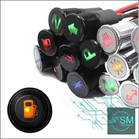 14mm YELLOW LOW FUEL Dash Panel Warning Pilot Light Indicator Lamp Car 12-36V