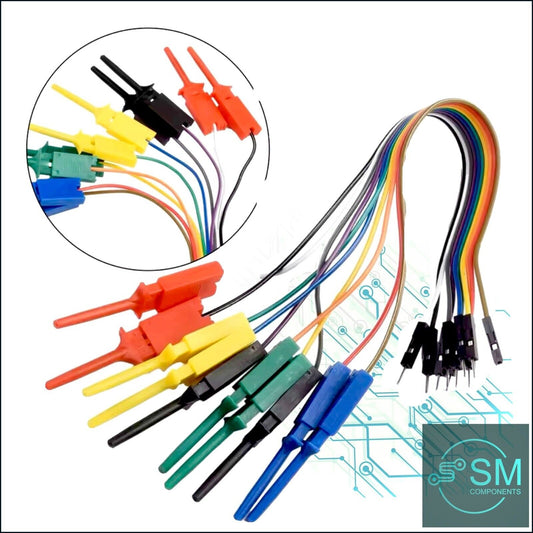 10PCS Electronics IC Hook Clips Test lead Jumper Wire To DuPont Connector Male