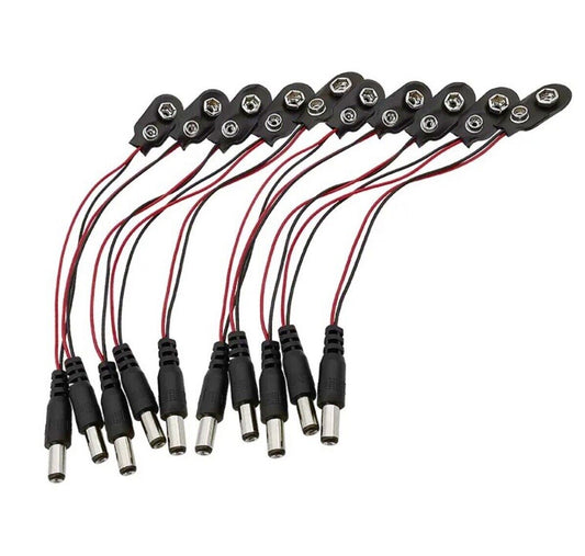 10PCS DIY 9V Battery - DC Jack 5.5x2.1mm Connector Project Box PP3 Battery Clip