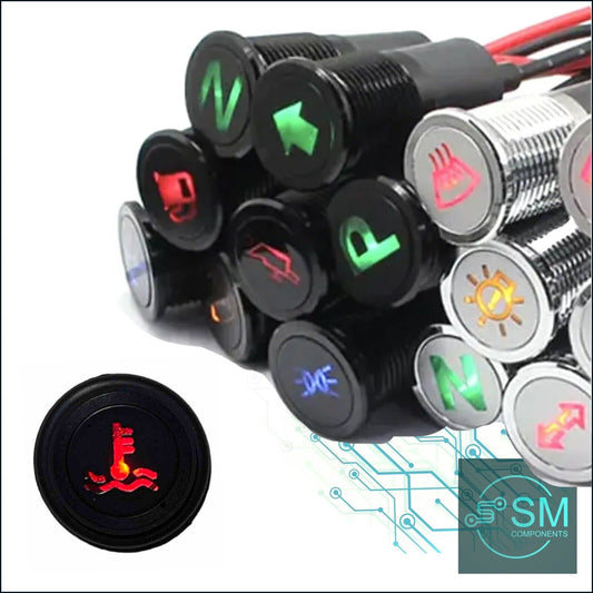 14mm RED WATER TEMP LED Dash Panel Warning Pilot Light Indicator Lamp Car 12-36V