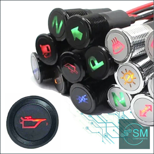 14mm RED OIL LED Dash Panel Warning Pilot Light Indicator Lamp Car 12V-36V