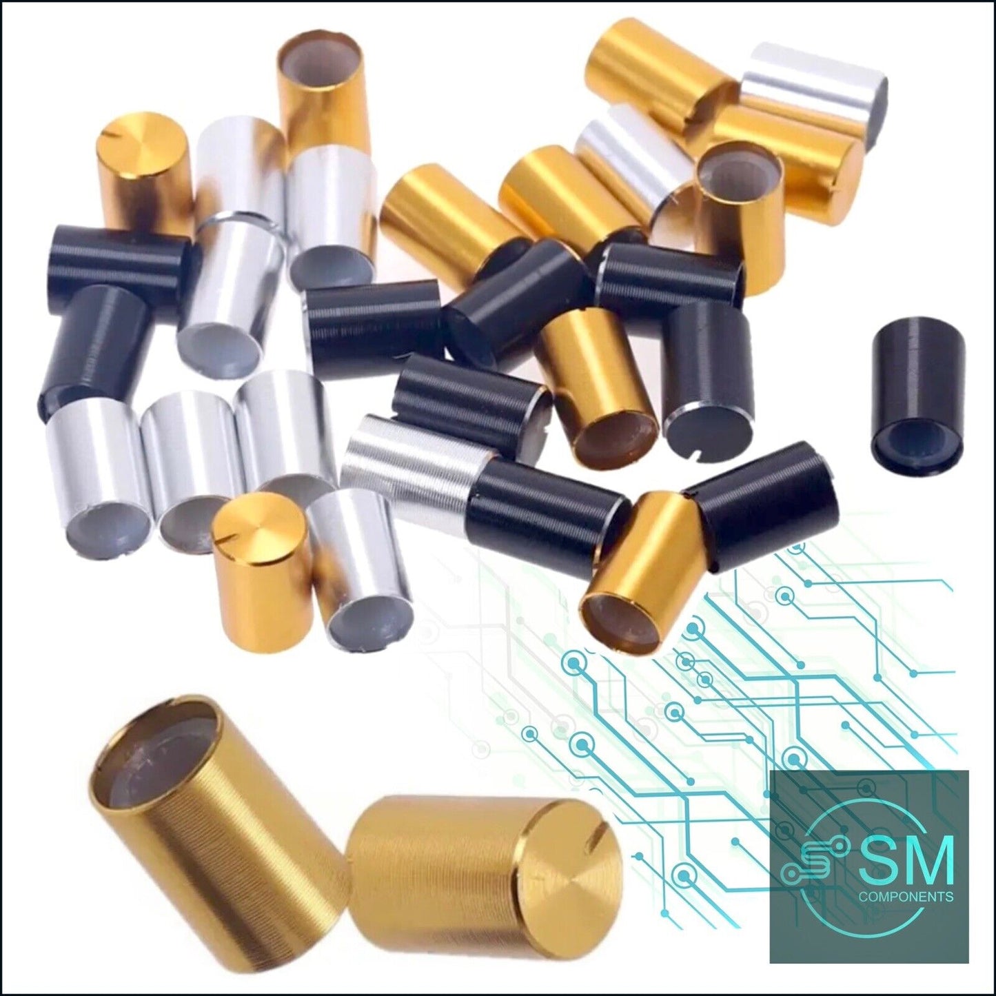 10pcs GOLD Aluminium Rotary Volume Knob Suit 6mm Shaft Potentiometer 10 X 14mm