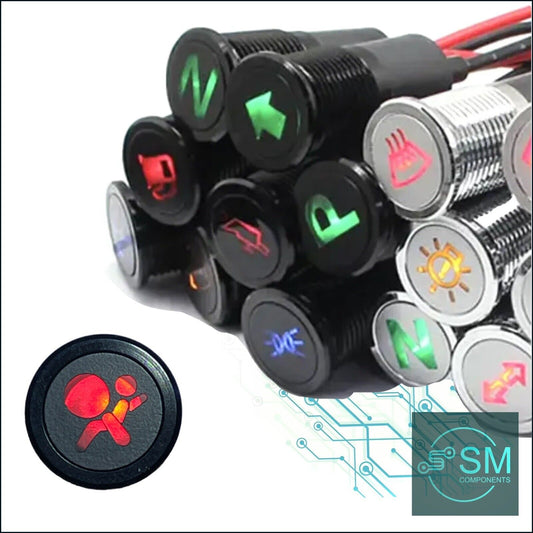 14mm RED AIR BAG Dash Panel Warning Pilot Light Indicator Lamp Car 12-36V