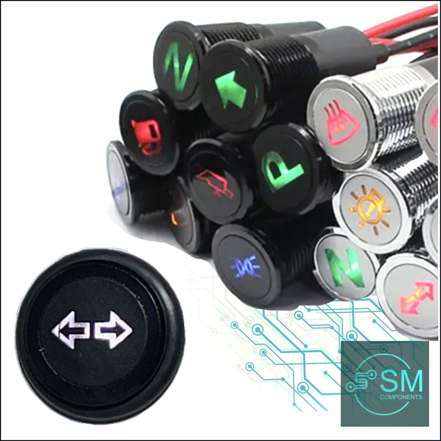 14mm WHITE DIRECTIONAL Dash Panel Warning Pilot Light Indicator Lamp Car 12-36V